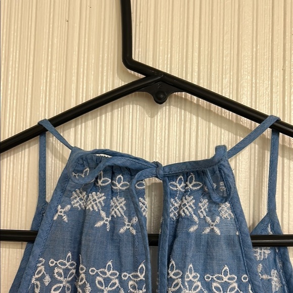 LOFT Blue and White Embroidered Romper - Picture 6 of 11